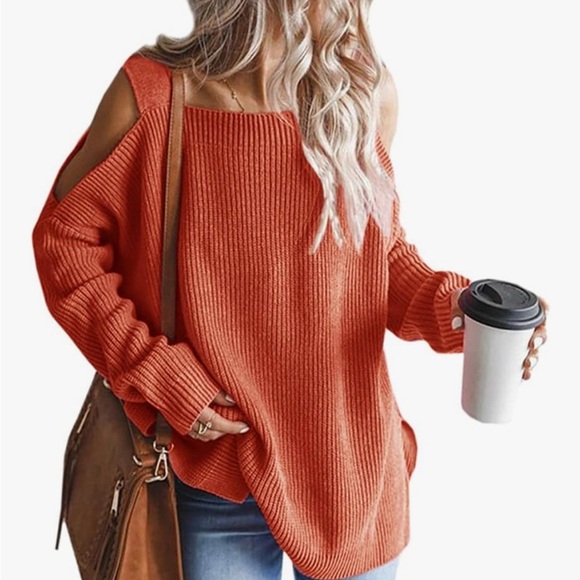 Women's Orange Knit Sweater - Picture 1 of 2